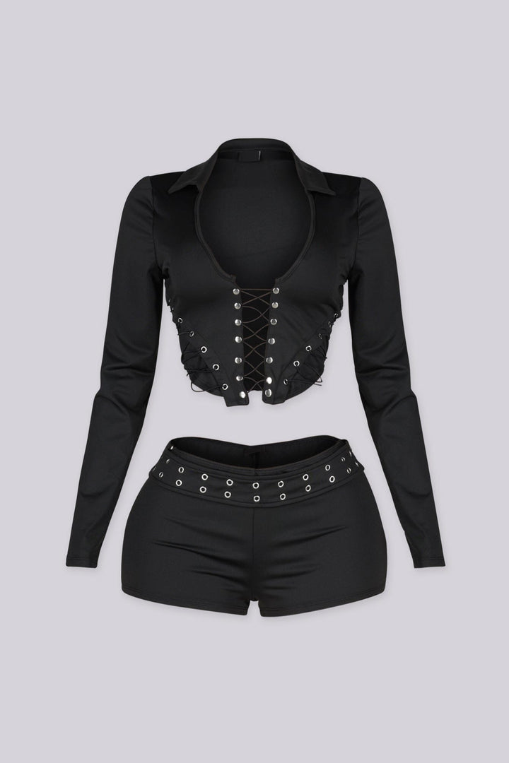 Hendra Lace Up Corset Top &amp; Shorts SET