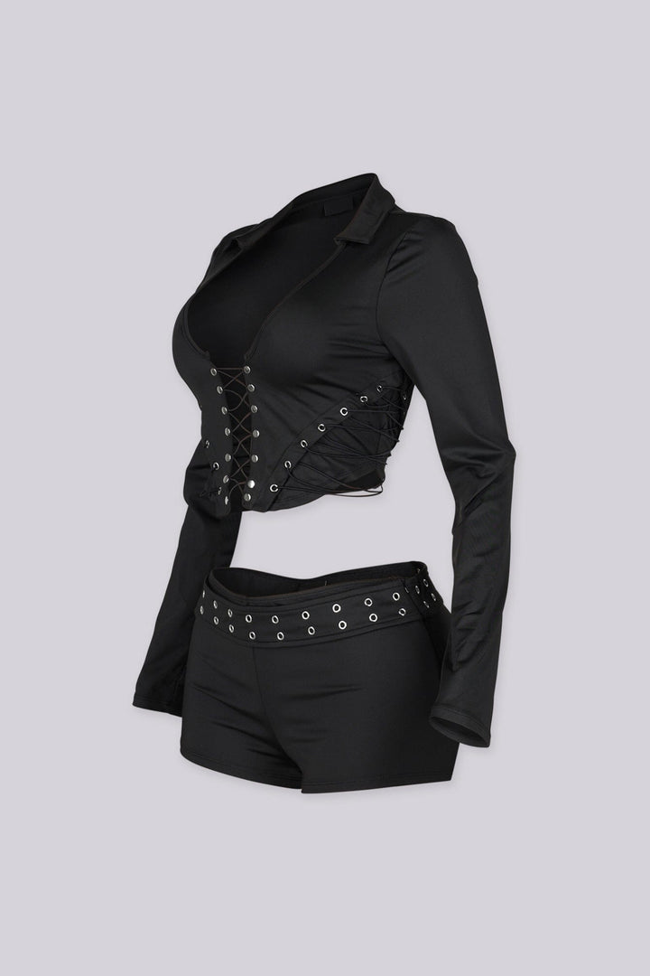 Hendra Lace Up Corset Top &amp; Shorts SET