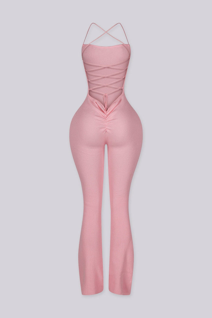 Cereza Ribbed Lace Up Jumpsuit