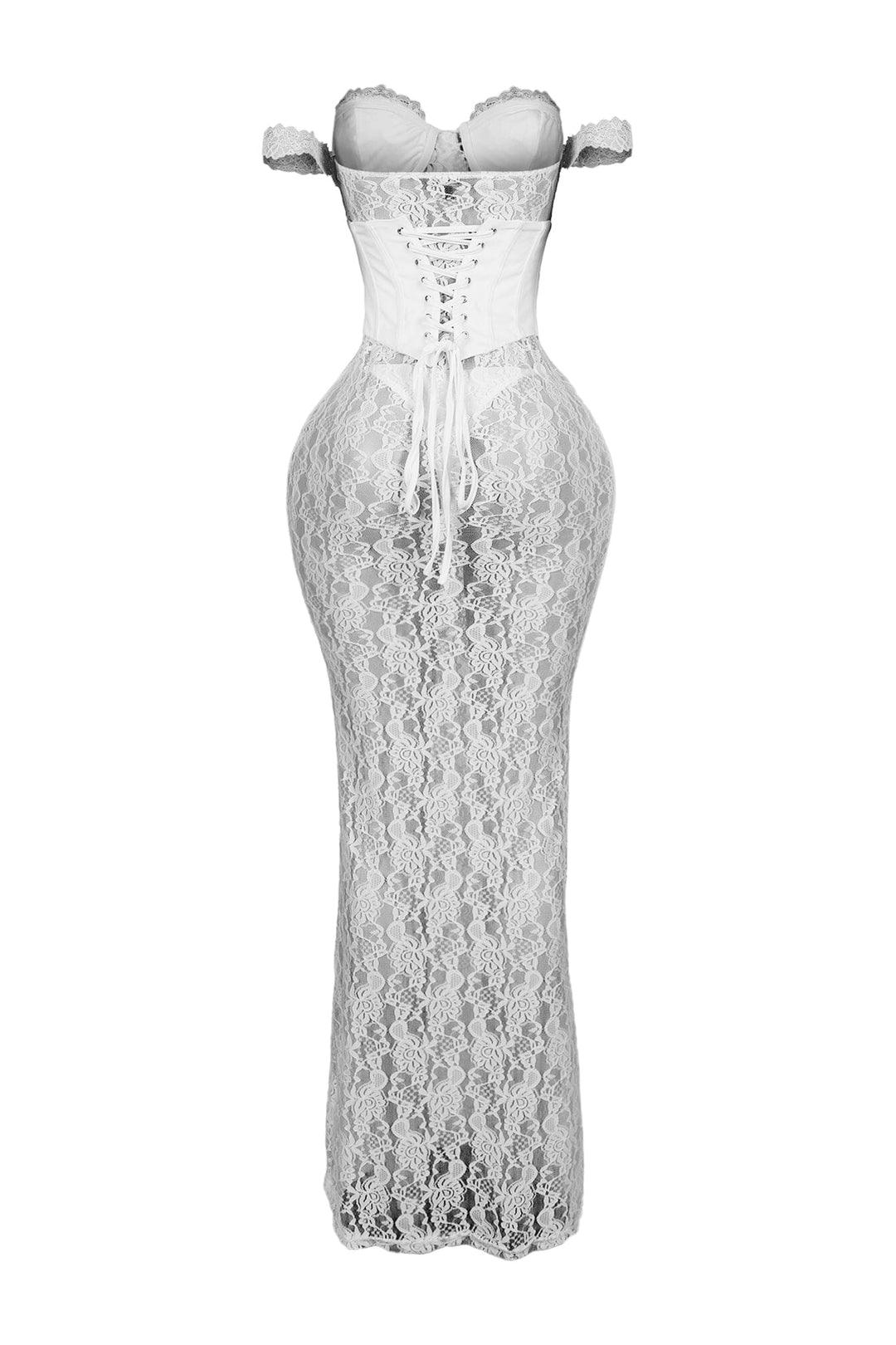 maila lace corset maxi dress with underwear Quennell Black Lace Corset Maxi Dress (Archive Sale)