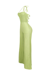 Natures Crinkle Halter Wide Leg Jumpsuit
