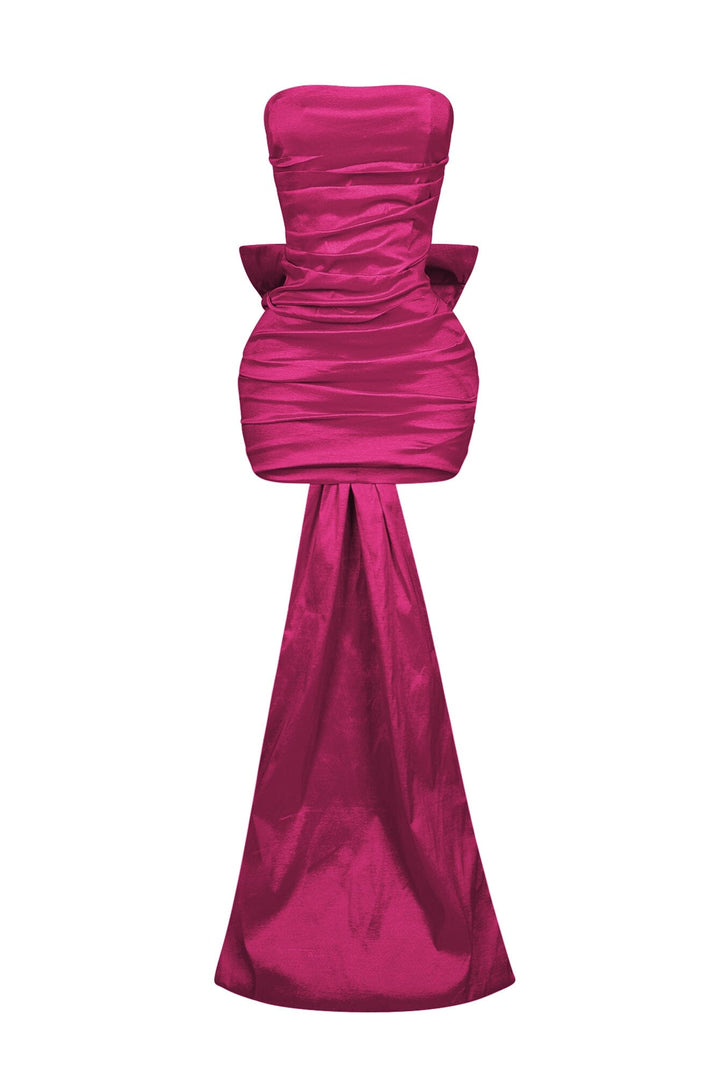 Cordelia Satin Tube Big Bow Mini Dress