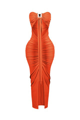 Dazzling Rhinestone Metal Detail Tube Maxi Dress