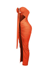 Dazzling Rhinestone Metal Detail Tube Maxi Dress