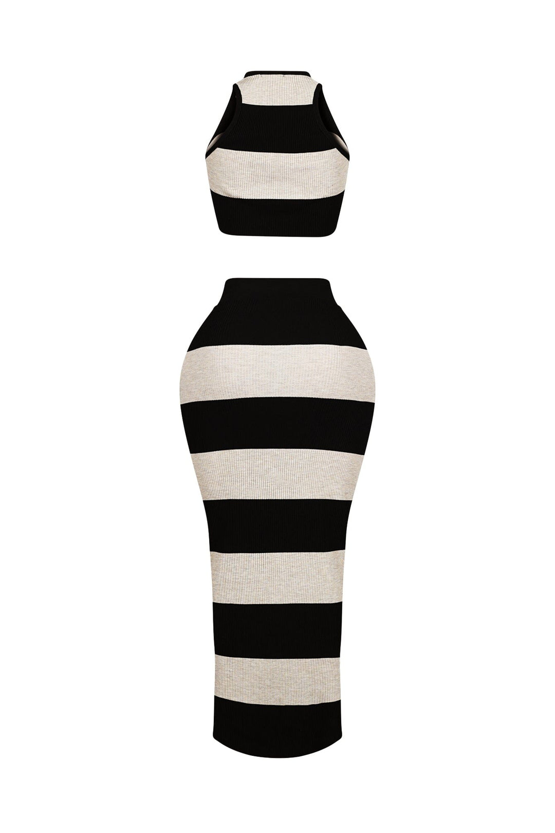 Sophisticated Knit Striped Top &amp; Skirt SET