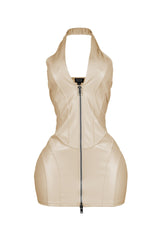 To Be Mine Faux Leather Halter Dress
