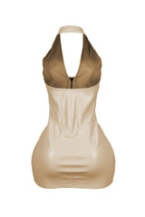 To Be Mine Faux Leather Halter Dress