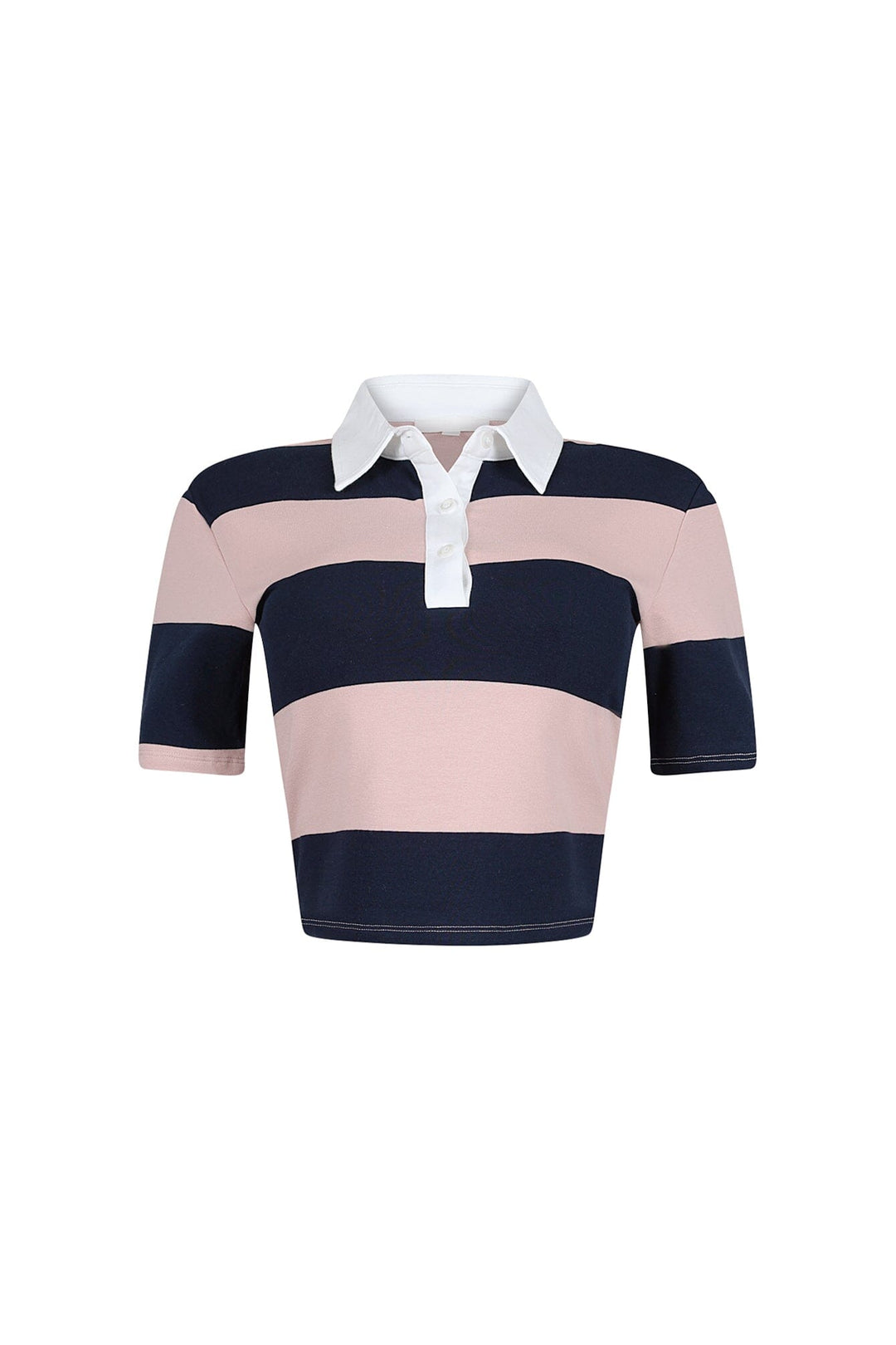 Soft Touch Striped Collared Crop Top