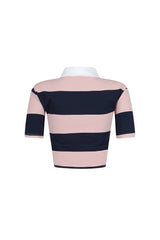 Soft Touch Striped Collared Crop Top