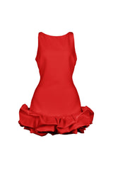 Mochiskin Bubble Hem Tank Mini Dress