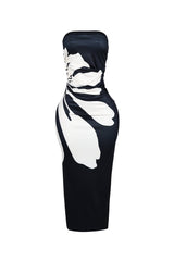 Modern Strapless Floral Pattern Tube Dress