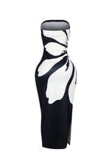Modern Strapless Floral Pattern Tube Dress