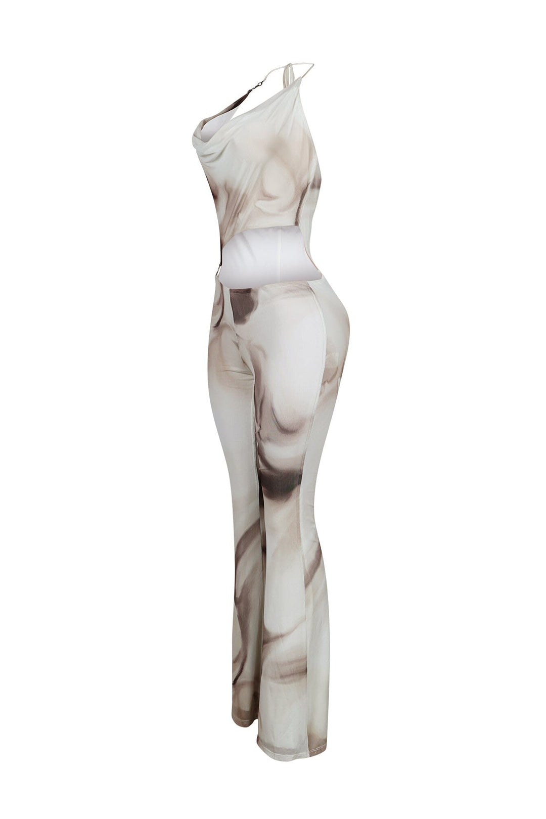 Quasar Mesh Print Cowl Neck Jumpsuit