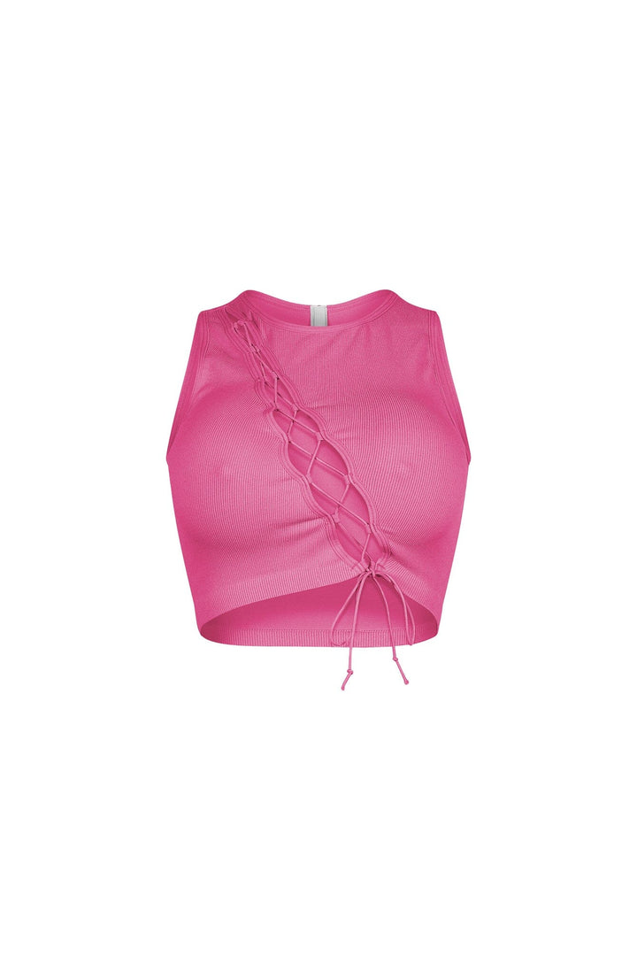 Vogue Lace Up Cutout Crop Top