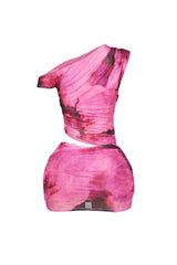Cabo Mesh Print Cutout Mini Dress