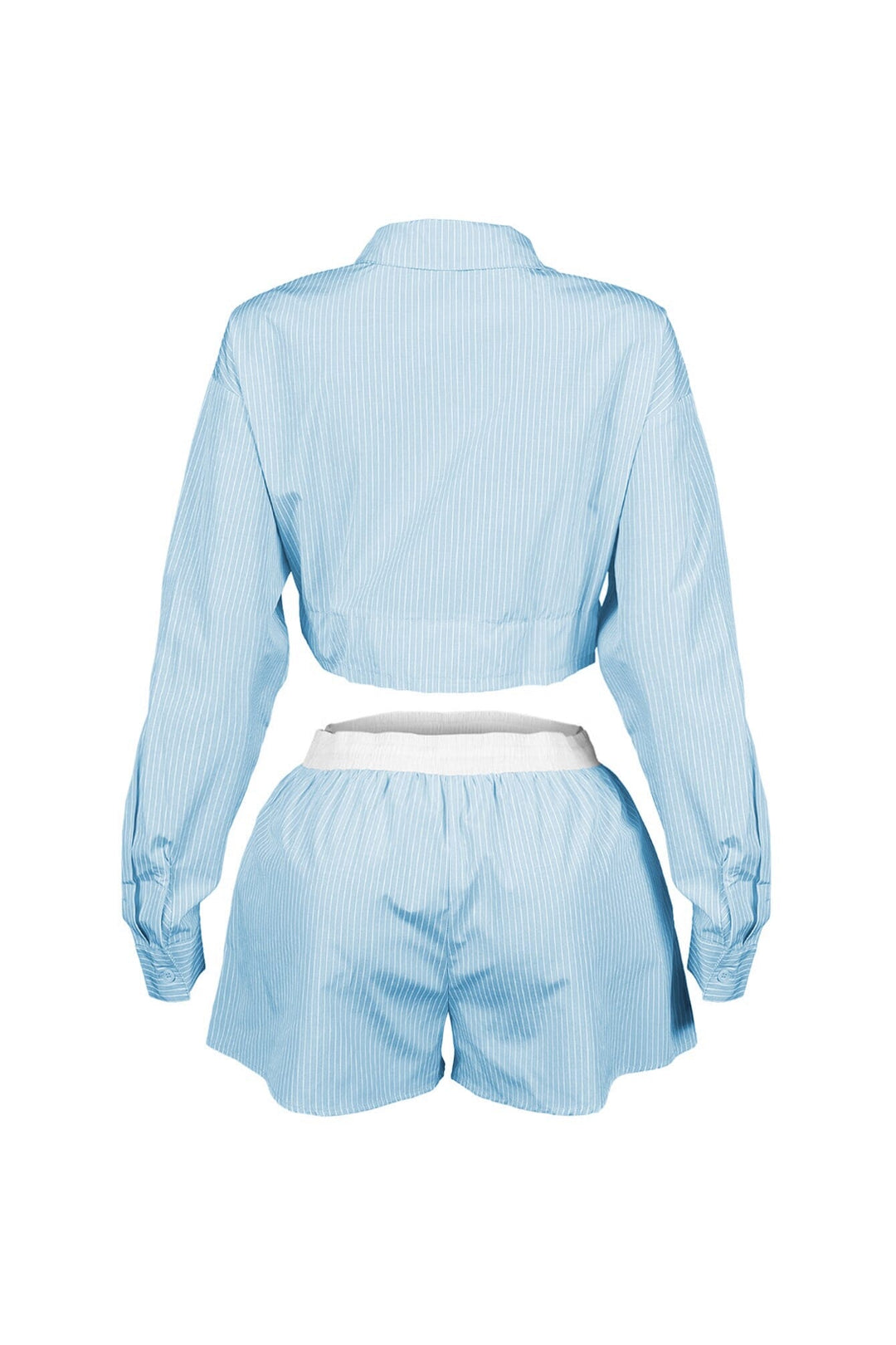 Wesley Pin Stripe Collared Top &amp; Shorts SET
