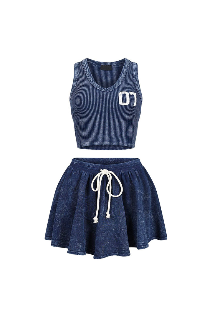 Summer Breeze Mineral Washed Top &amp; Skirt SET