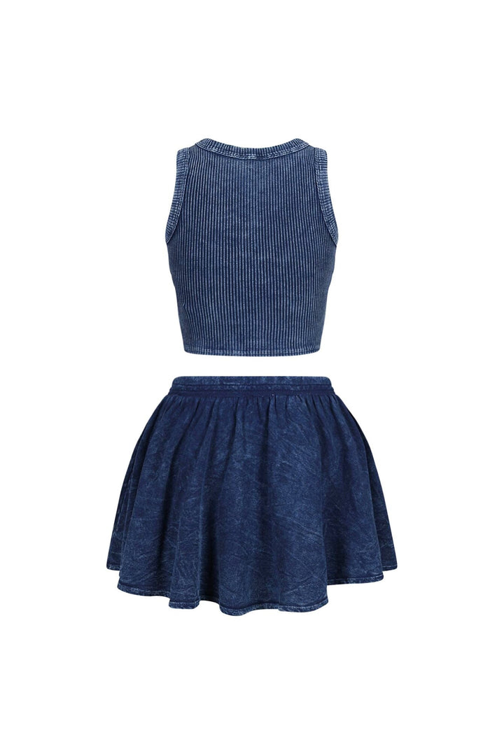 Summer Breeze Mineral Washed Top &amp; Skirt SET