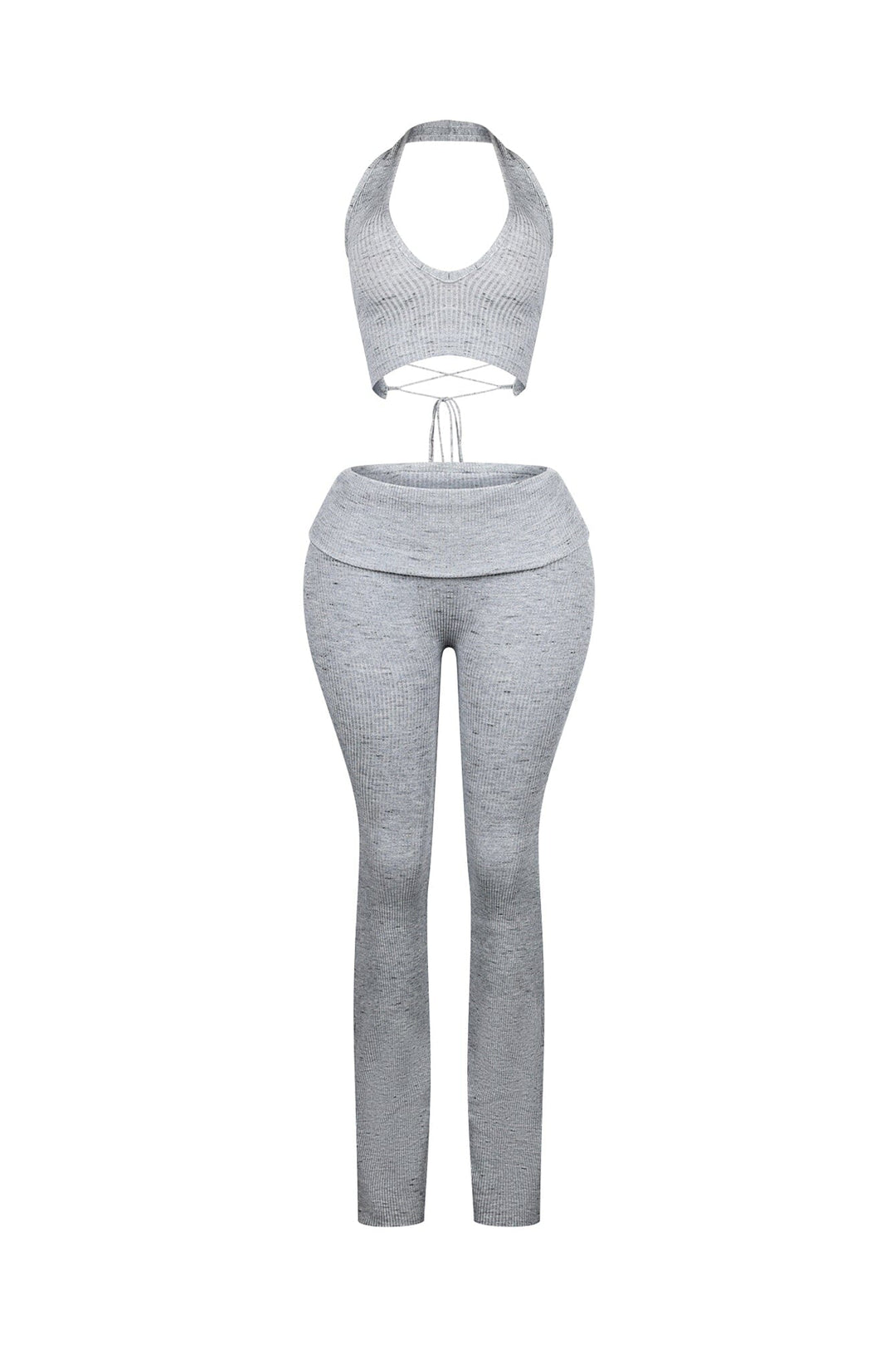 Riptide Ribbed Knit Halter Top &amp; Pants SET
