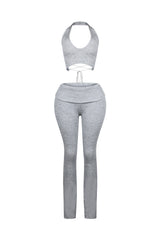 Riptide Ribbed Knit Halter Top &amp; Pants SET
