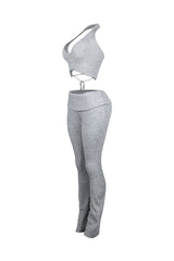 Riptide Ribbed Knit Halter Top &amp; Pants SET