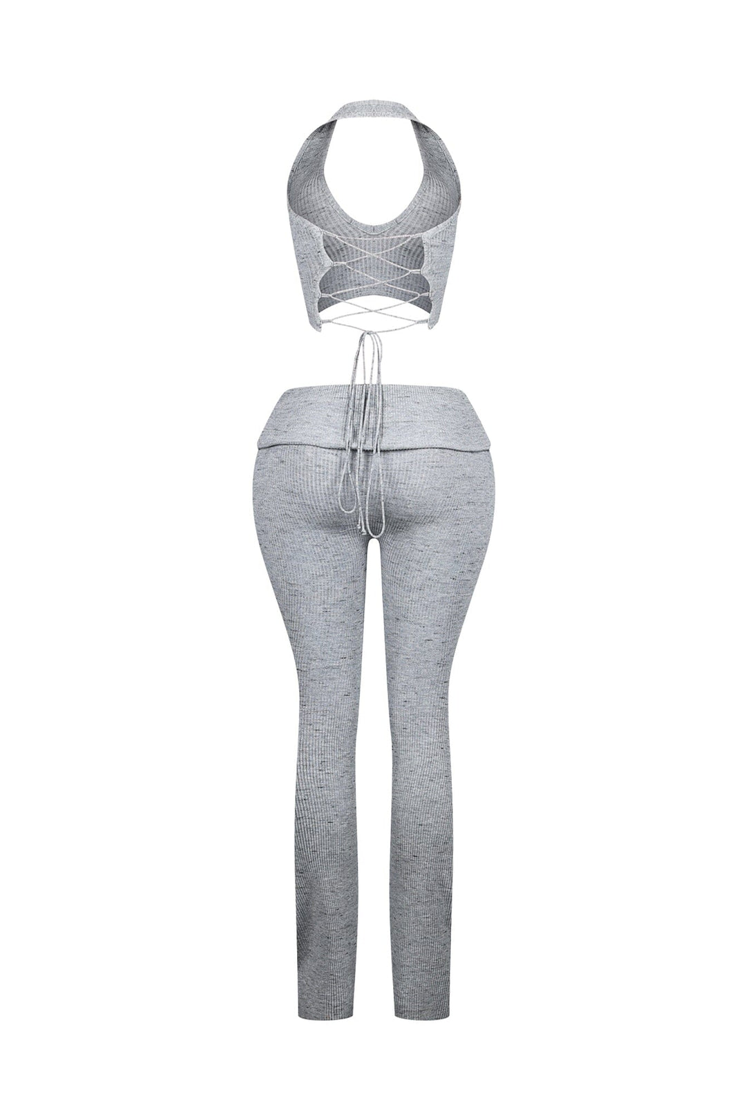 Riptide Ribbed Knit Halter Top &amp; Pants SET