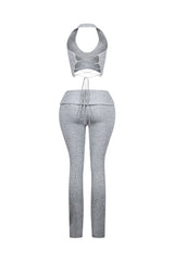 Riptide Ribbed Knit Halter Top &amp; Pants SET