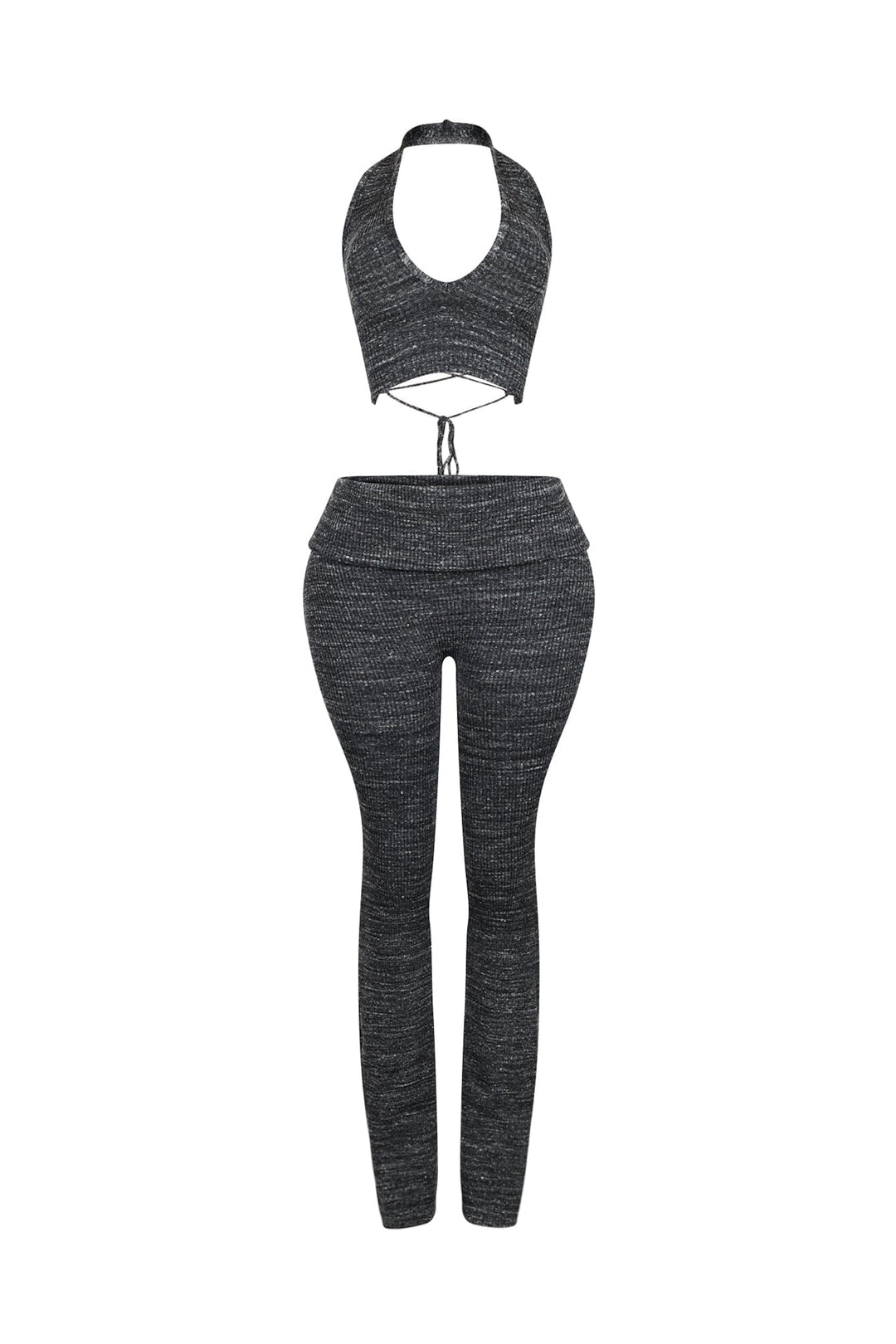 Riptide Ribbed Knit Halter Top &amp; Pants SET