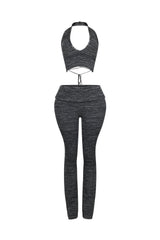 Riptide Ribbed Knit Halter Top &amp; Pants SET