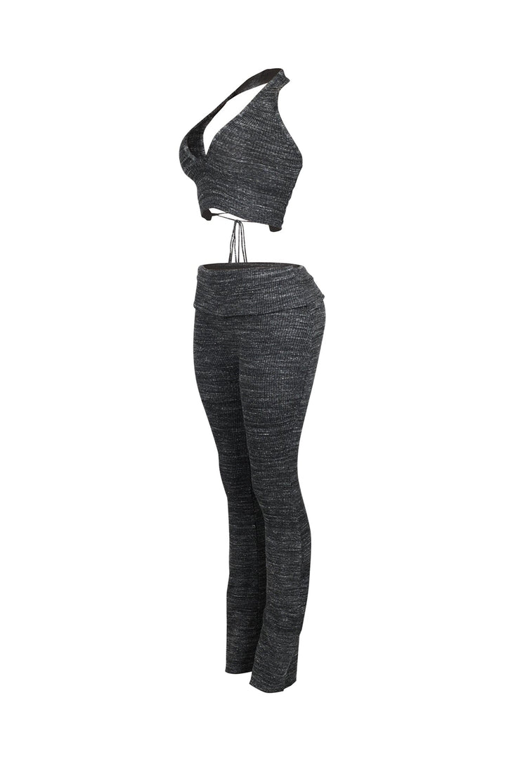 Riptide Ribbed Knit Halter Top &amp; Pants SET