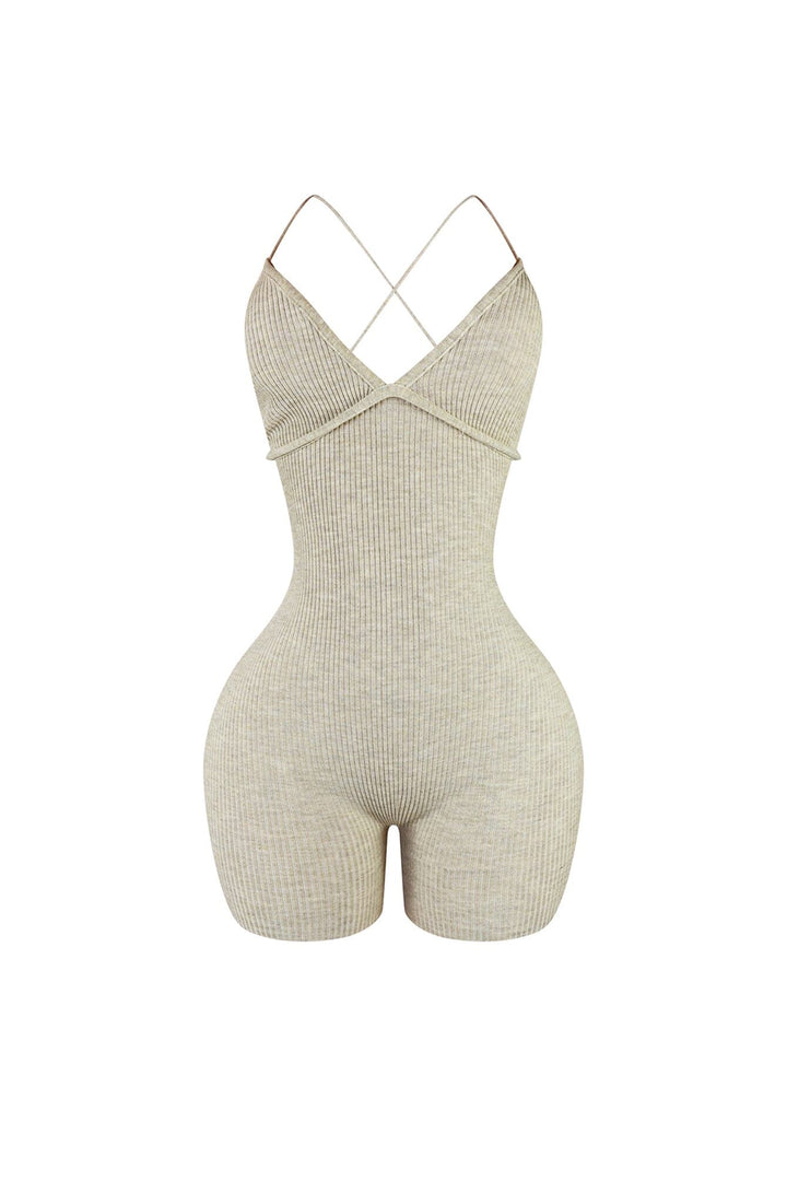 Close Enough Back Lace Up Knit Romper