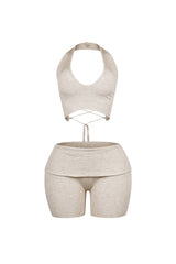 Backfire Ribbed Knit Halter Top &amp; Shorts SET