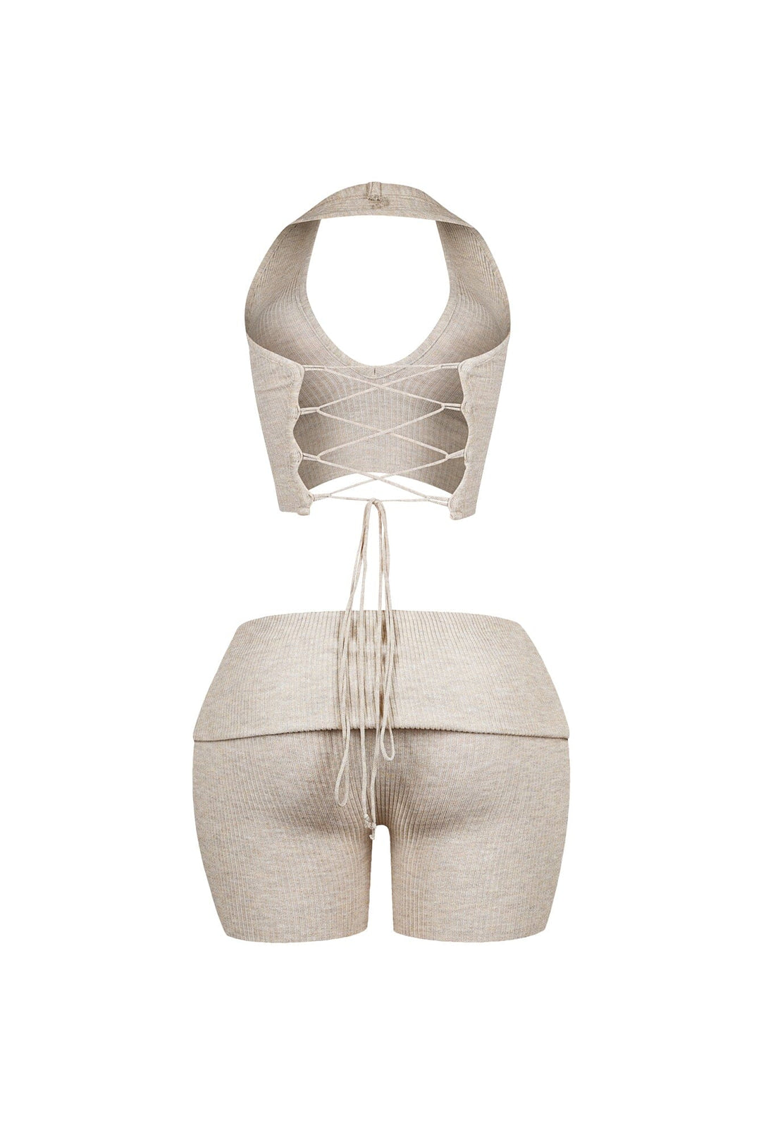 Backfire Ribbed Knit Halter Top &amp; Shorts SET