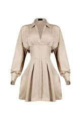 Tensioned Back Corset Shirt Mini Dress