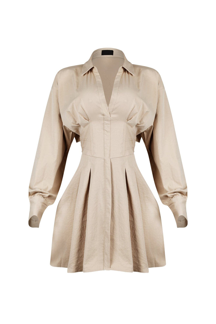 Tensioned Back Corset Shirt Mini Dress