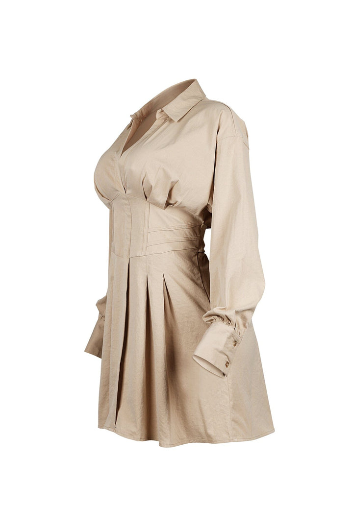 Tensioned Back Corset Shirt Mini Dress