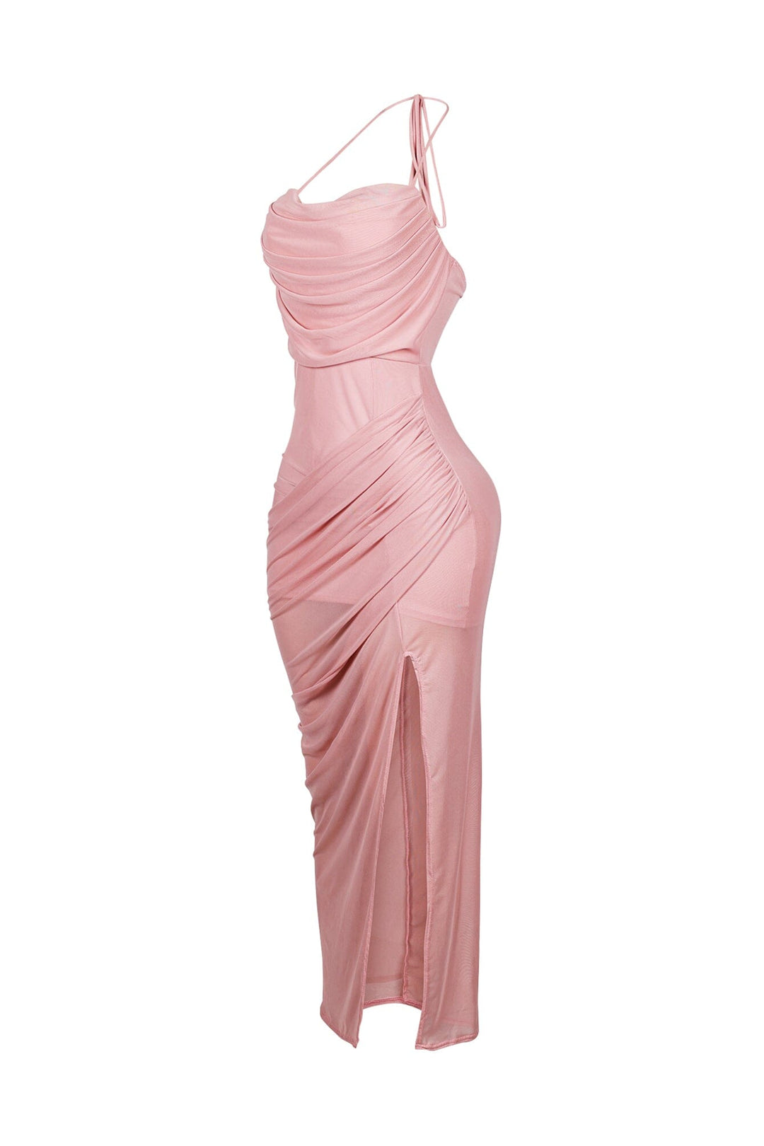 Soft Gaze Shirred Sheer Maxi Dress