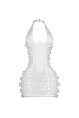 Chrome Bloom Lace Bustier Mini Dress