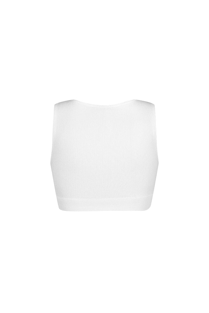 Silva Ribbed V Neck Clasp Top