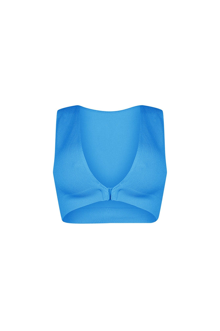 Silva Ribbed V Neck Clasp Top