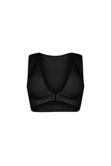 Silva Ribbed V Neck Clasp Top