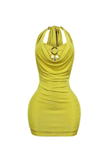 Satinelle Halter Slinky Bra Top Mini Dress