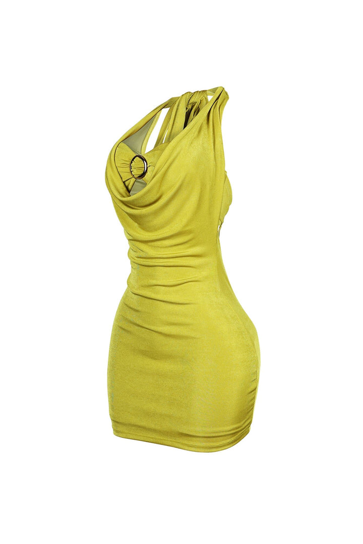 Satinelle Halter Slinky Bra Top Mini Dress