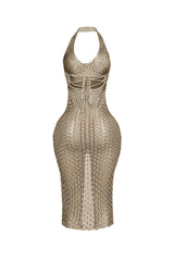 Shinari Metallic Halter Dress