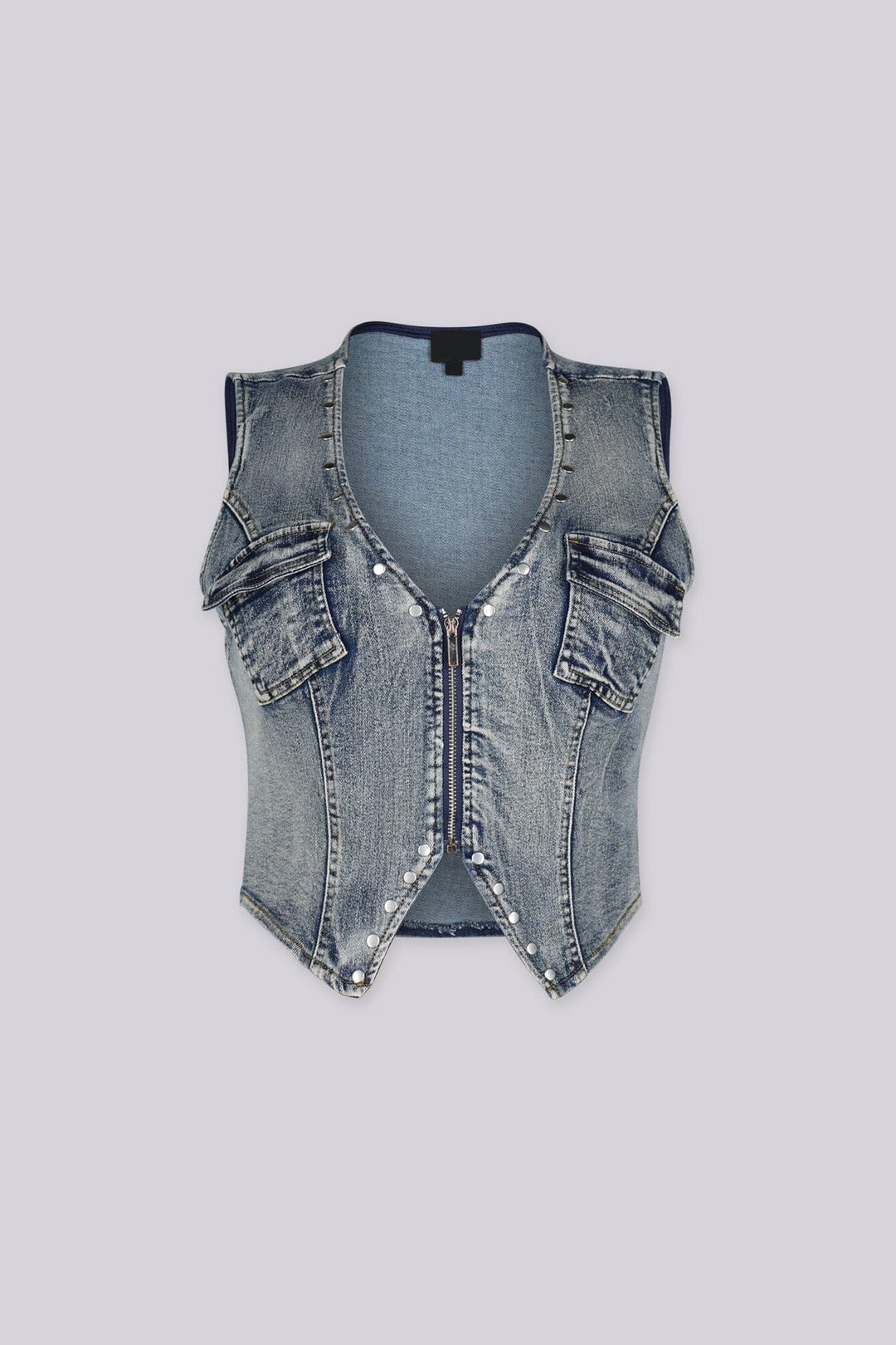 Y2K Western Edge Denim Vest Top