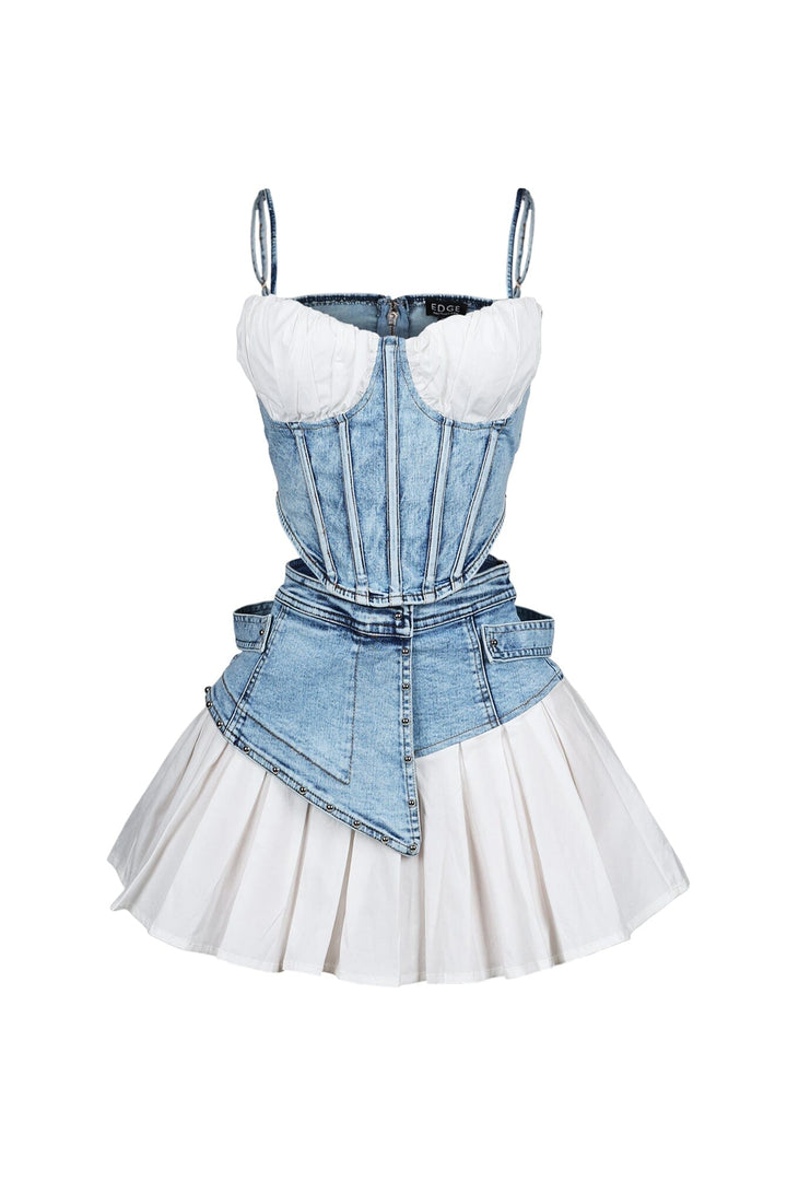 Melbourne Poplin Denim Bustier Top &amp; Skirt SET