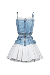 Melbourne Poplin Denim Bustier Top &amp; Skirt SET
