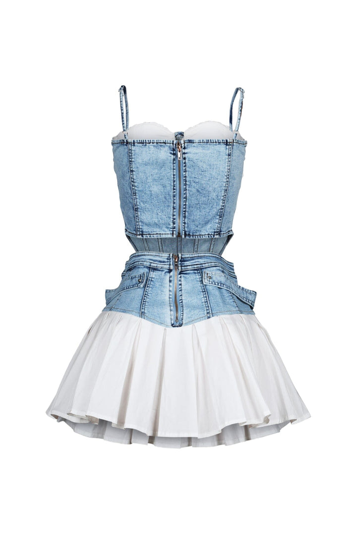 Melbourne Poplin Denim Bustier Top &amp; Skirt SET