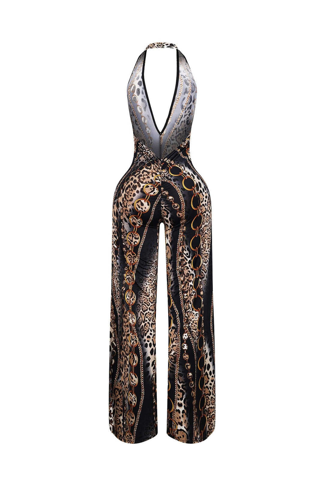 Baroque Blaze Printed Backless Jumpsuit