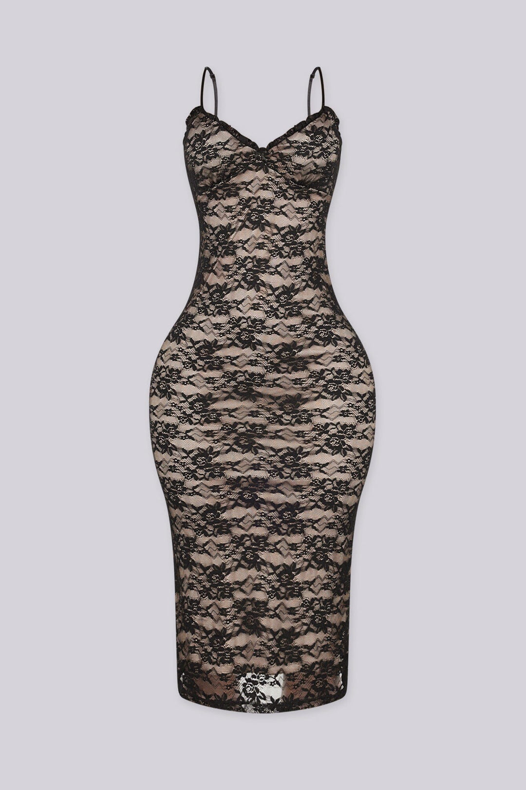 Sultry Floral Lace Midi Dress